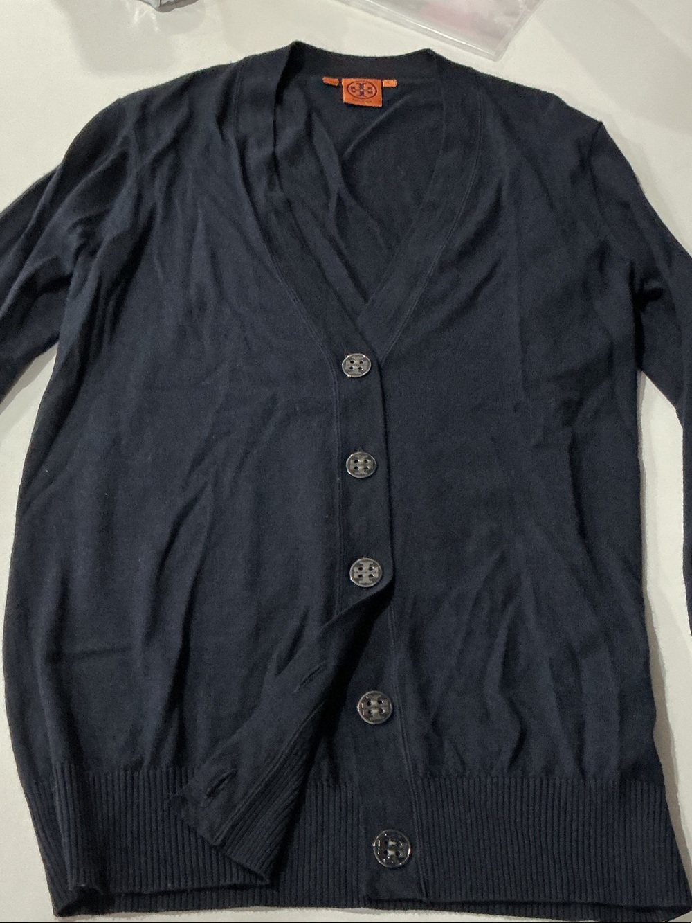 Tory Burch Women's Navy V-Neck Button Cardigan